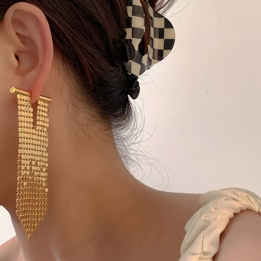 NEW, Gold Tassel Earrings - Picture 2 of 3